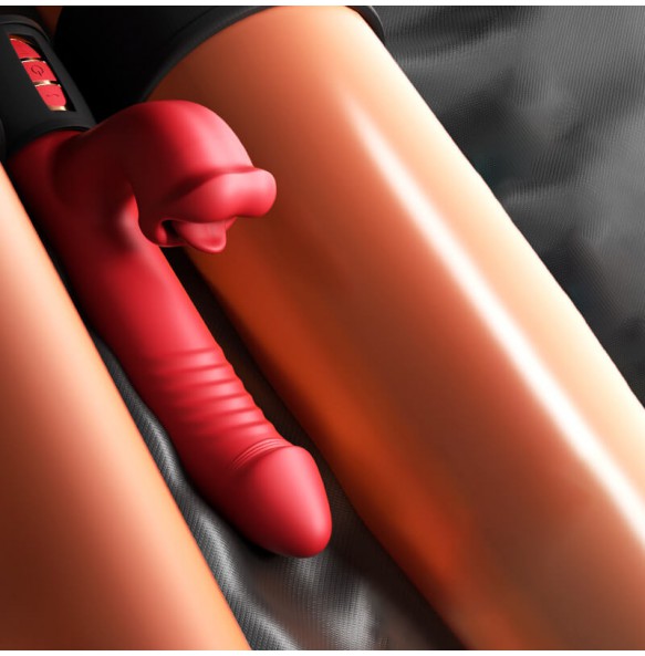 MizzZee - LipsJoy Automatic Thrusting Tongue Licking Vibrator (Chargeable - Red)